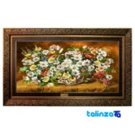 Detail view of Naghar Razavi Machine-Woven Carpet Wall Art Floral Design pile texture close-up