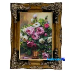 Detail view of Handmade Carpet Wall Art Flower Vase Design pile texture close-up