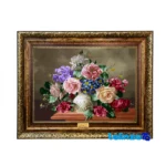 Detail view of Negar Razavi Machine-Woven Carpet Wall Art Floral Design pile texture close-up