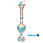 Packaging view of Hosseini Nishaburi Turquoise Inlaid Decorative Copper Vessel label and