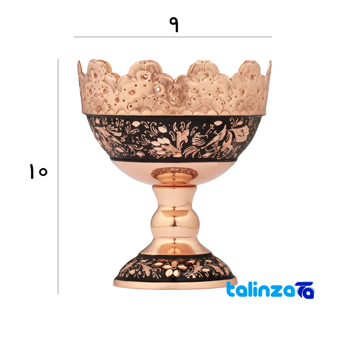 Side view of Almas Tarash Copper Nut Bowl Isfahan Copper nut bowl side