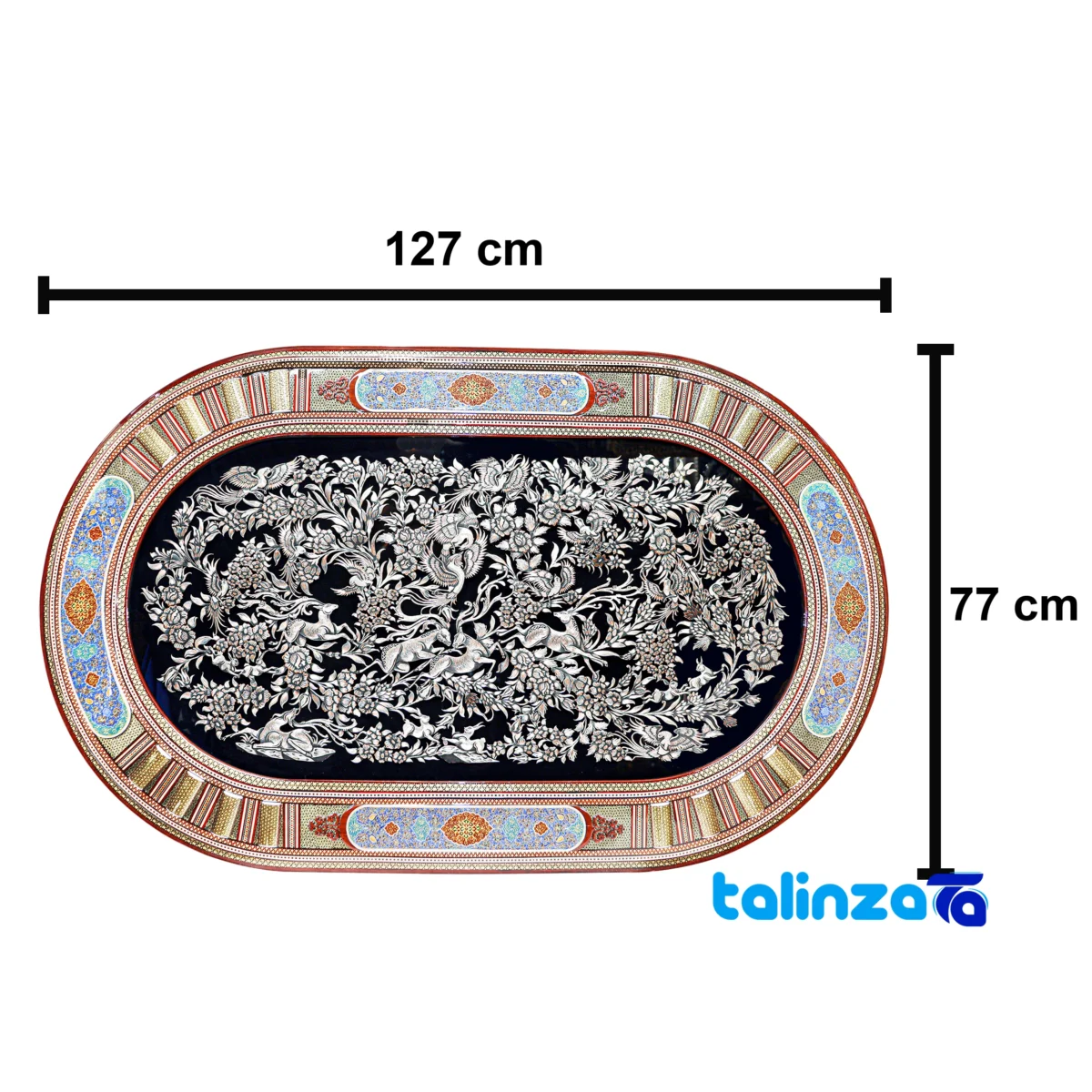 Packaging view of Shahkar Copper Engraved Handmade Wall Artwork 127 x 3 label and