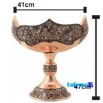 Packaging view of Copper Kashkul Diamond-Engraved Serving Bowl Diamond-cut label and