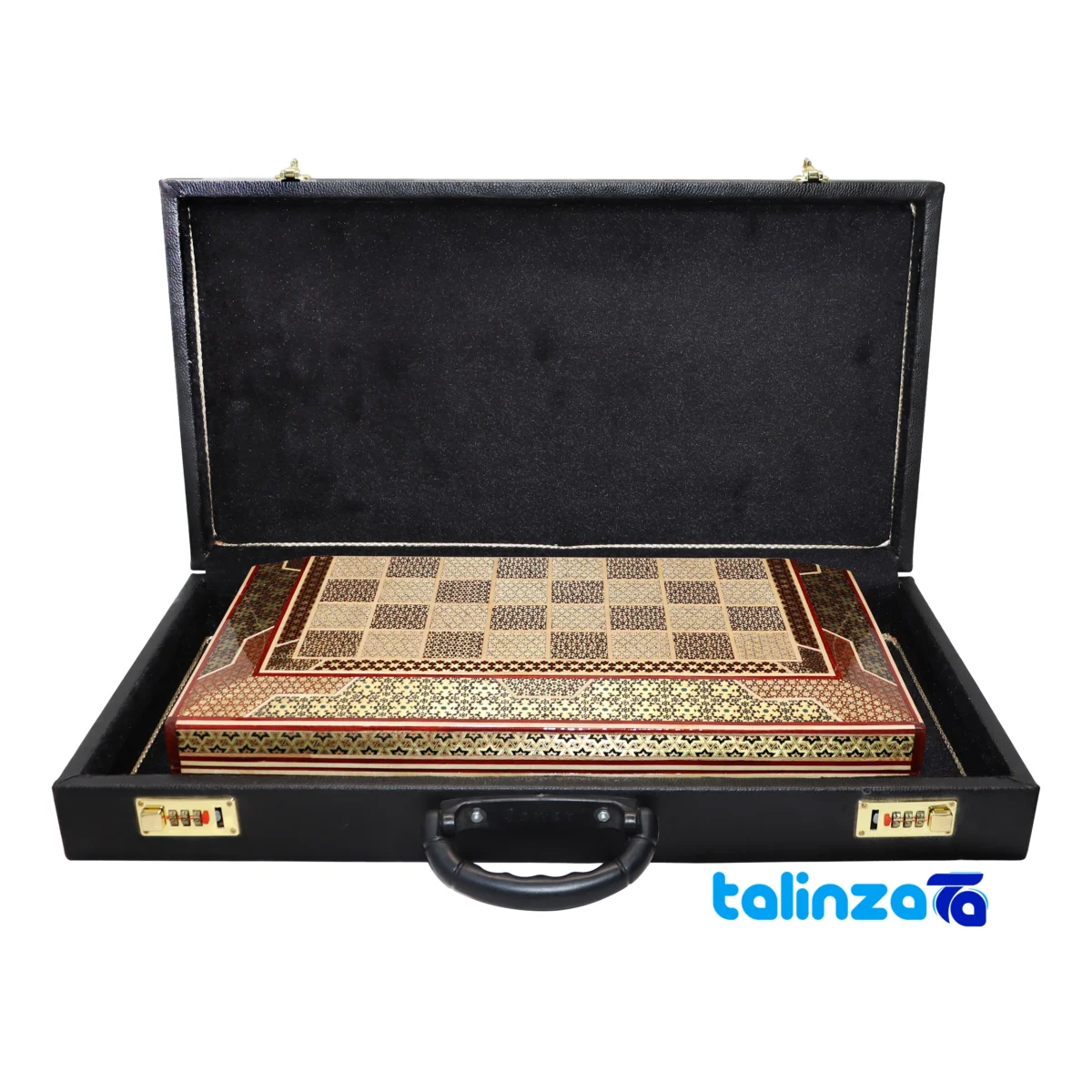 Back view of Fakher Handmade Marquetry Chessboard Artistic HQ50 RT rear fit and finish
