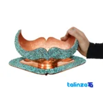 Packaging view of HQ3225Magnificent Art Turquoise Inlaid Candy Bowl Plate Set label and