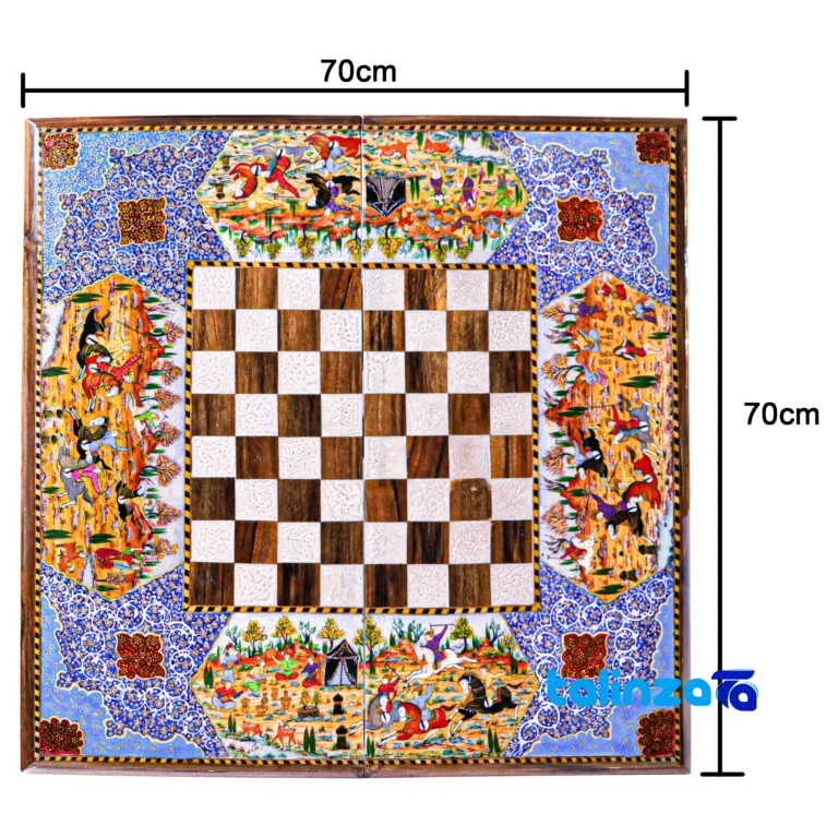 Handmade Marquetry Chessboard - Front view cut and waistband design