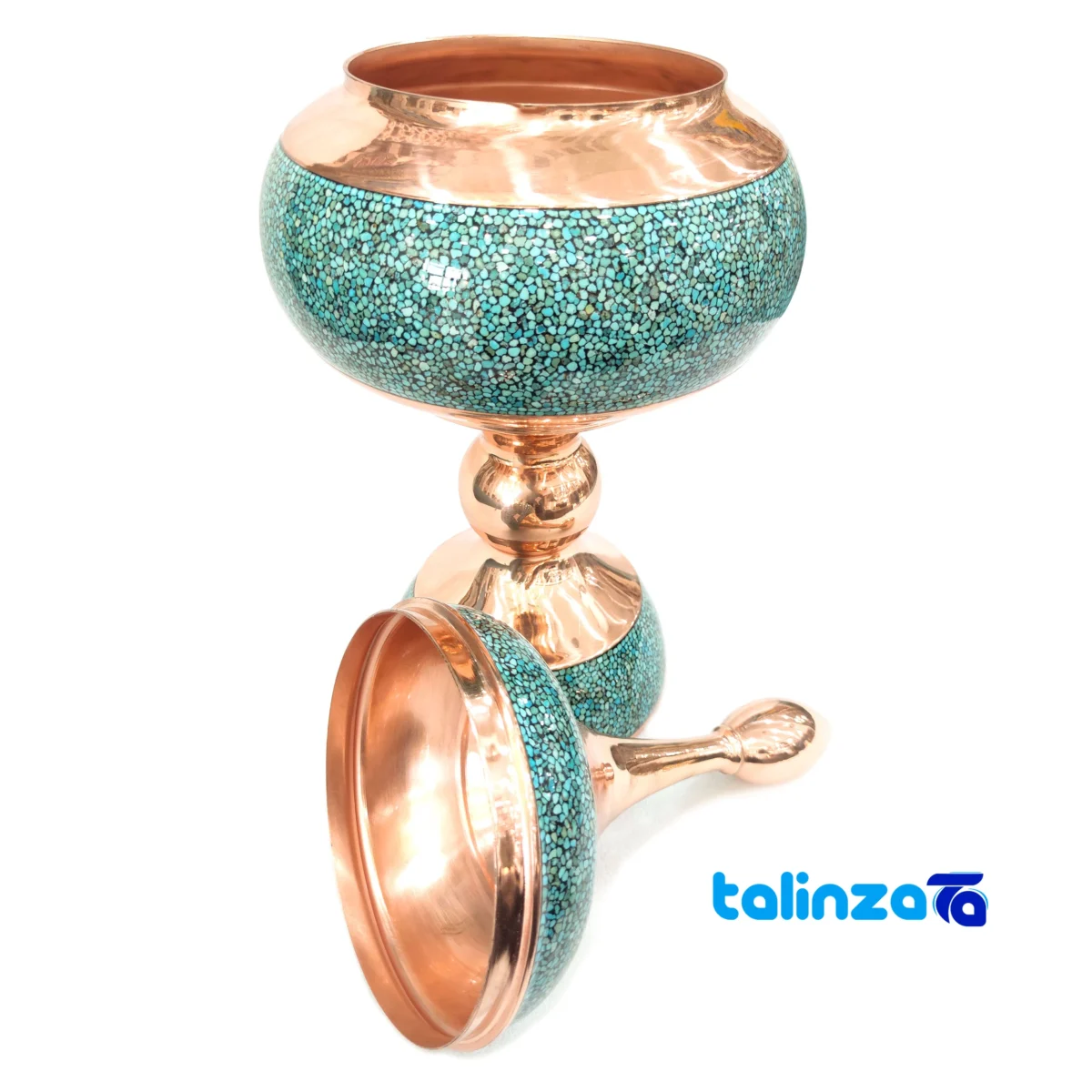 Detail view of Hosseini Turquoise Chocolate Bowl 3540 grams nuts close-up texture
