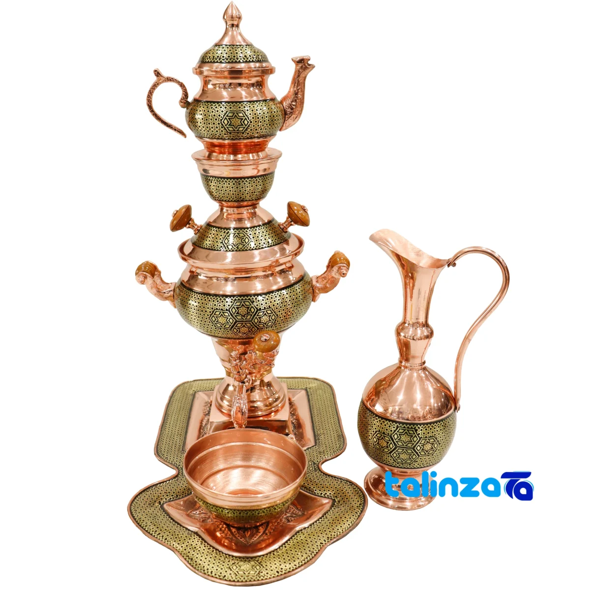 Packaging view of Khatamkari Samovar Set Tabletop 35 x 21 label and