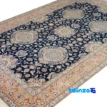 Weave close-up of Nain Royal Handwoven Rug 6 Meter Navy Blue material and craftsmanship