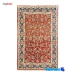 Detail view of Handwoven Carpet by Faraahan - Red Design 204 × pile texture close-up