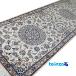 Nain Handwoven Carpet Runner Traditional Design Cream pile texture close-up (Detail view)