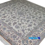 Weave close-up of Nain Persian Handwoven Carpet Square Traditional Design material and craftsmanship