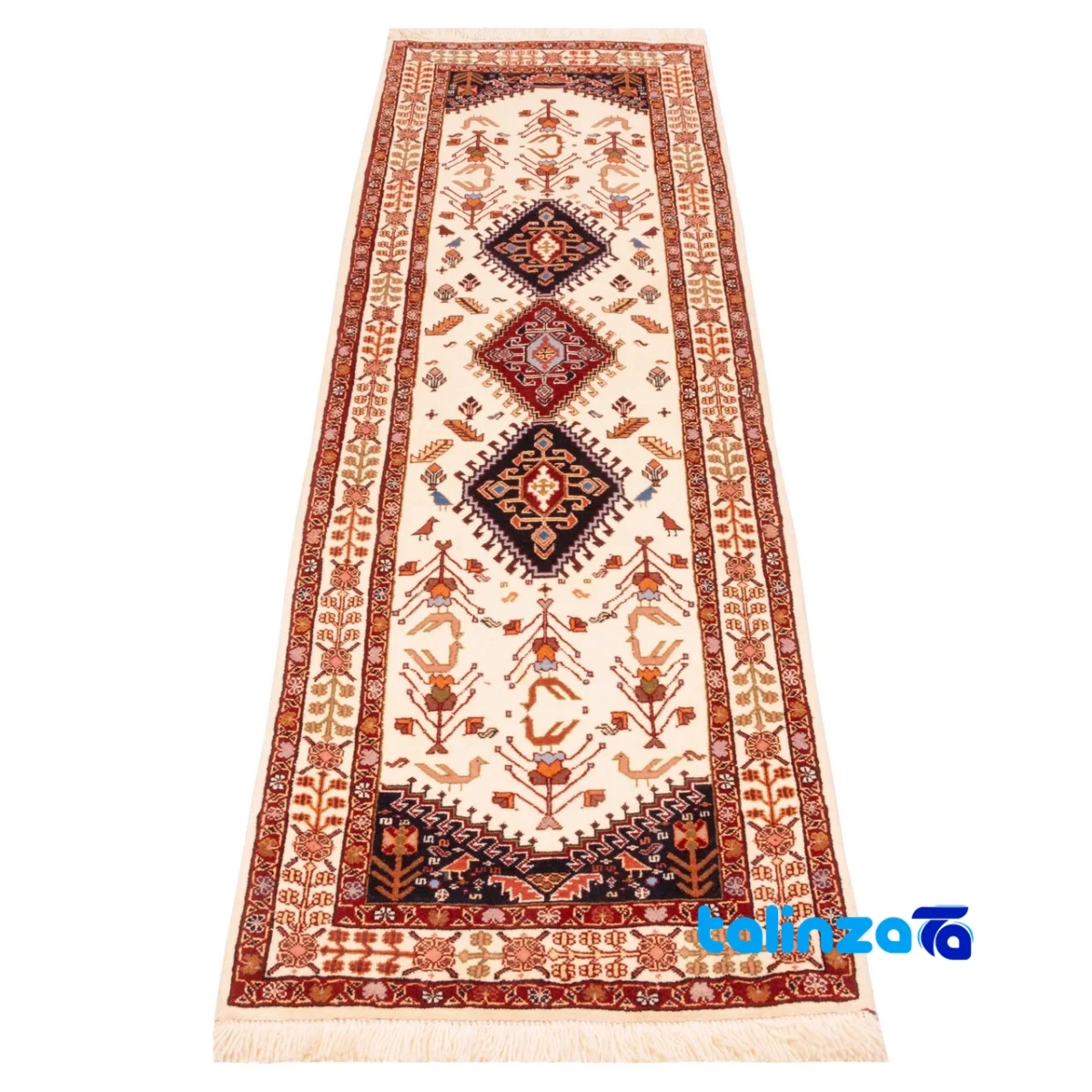 Caspian Handwoven Runner Rug Cream Design material and craftsmanship (Weave close-up)