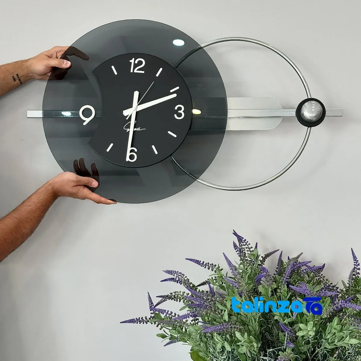 Elensi Wall Clock Satin Finish Quartz - Side view showing frame depth and profile