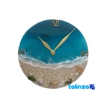 Resin Art Wall Clock Ocean Design - Side view showing frame depth and profile