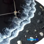 Profile angle of Resin Art Wall Clock Night Sea Design 30x30x1 cm thickness and build