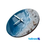 Side view of Beach Design Resin Wall Clock 20x20x1 cm frame depth and profile