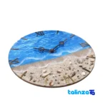 Handcrafted Resin Wall Clock Beach Design saffron strand quality (Close-up)
