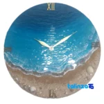 Close-up of Resin Beach and Ocean Design Wall Clock saffron strand quality