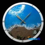 Artisan Ocean Beach Resin Wall Clock saffron strand quality (Close-up)