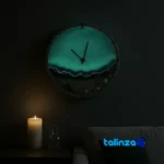 Handcrafted Resin Wall Clock Night Sea Tehran thickness and build (Profile angle)