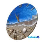Resin Beach and Sea Wall Clock - Side view showing frame depth profile