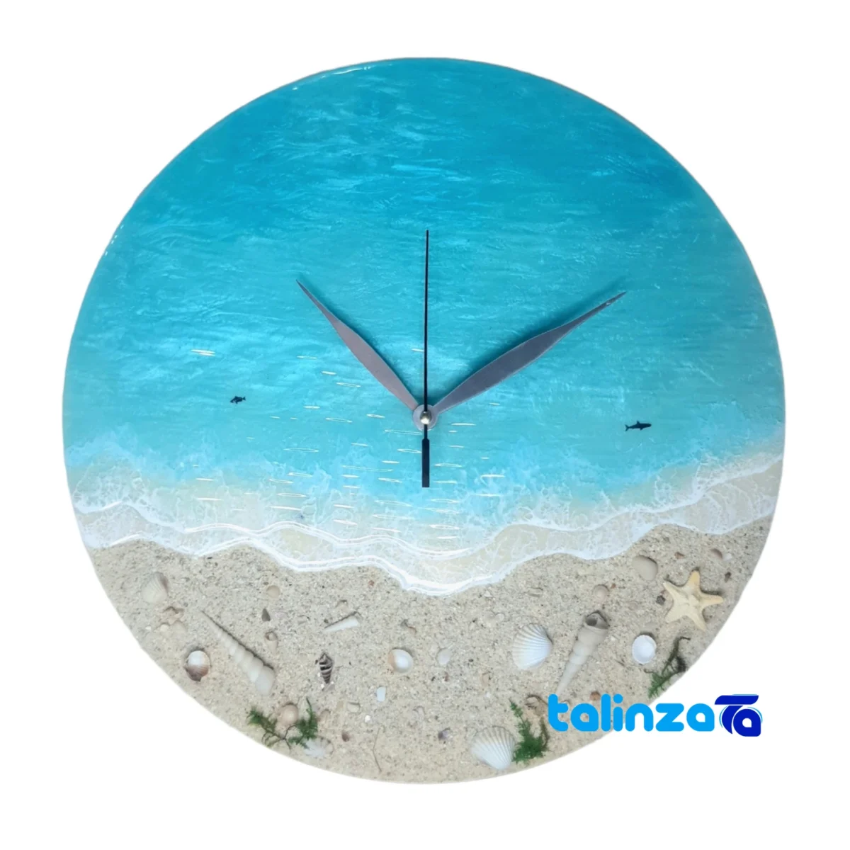Artisan Ocean Wave Resin Wall Clock Yes - Profile angle showing thickness and build