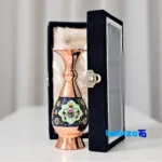 Packaging view of Persian Art Copper Vase Handcrafted Unique Design label and