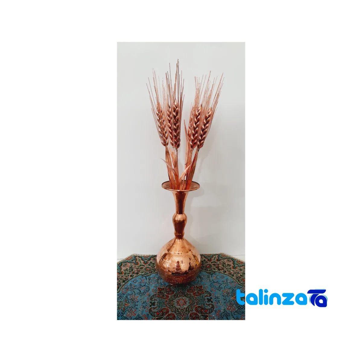 Packaging view of Copper Wheat Cluster Decorative Flowers Set label and