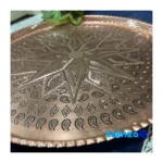 Packaging view of Artisan Copper Serving Tray - Diamond Cut Design label and
