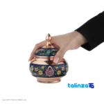 TM54 Copper Candy Dish Abbasid Design Handcrafted Engraved - Packaging view showing label and
