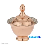 Zanjan Copper Candy Dish with Lid label and packaging view)
