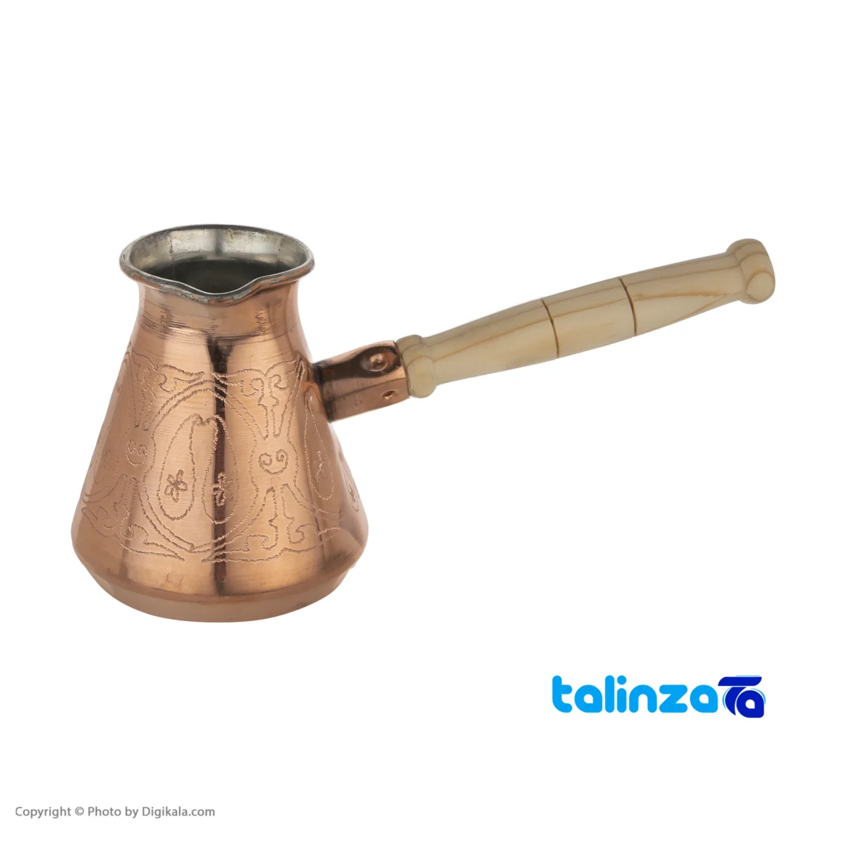 Packaging view of Zanjan Copper Coffee Pot Model 001 Elegant Design label and