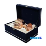 Packaging view of Negarstan Copper Nut Bowl Unique Diamond Cut label and
