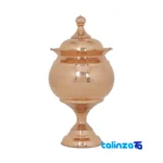 Packaging view of Zanjan Copper Chocolate Bowl with Pedestal Design label and