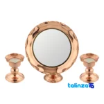 Packaging view of Zanjan Copper Candelabra Set - Handcrafted Elegance label and