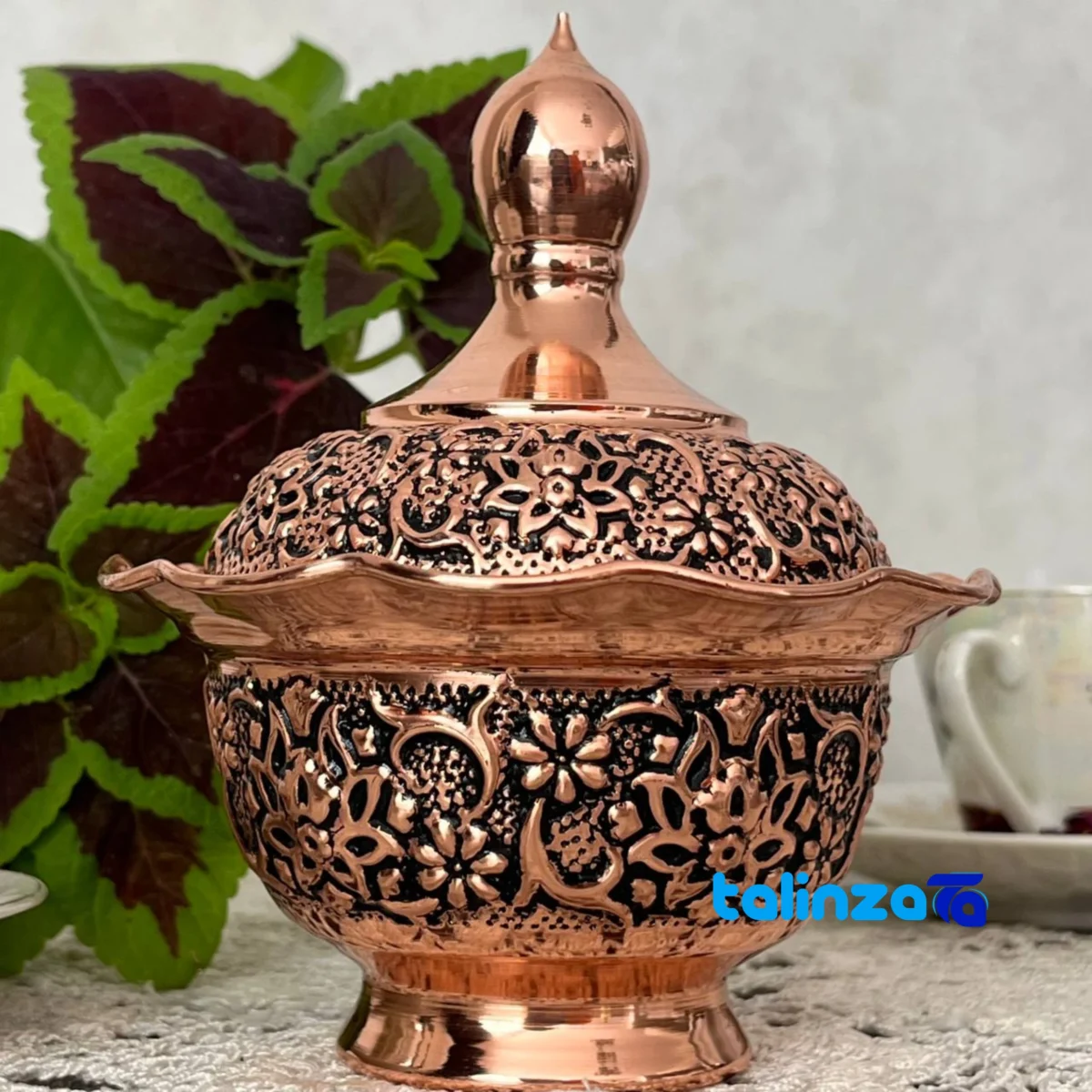 Copper Craft Sugar Bowl Unique Design - Packaging view showing label and