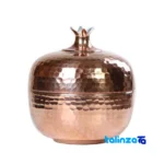 Zanjan Copper Pomegranate Design Candy Dish - Close-up showing saffron strand quality