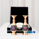 Negaristan Copper Vase Set Artistic Design - Close-up showing saffron strand quality
