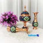 Pardaz Copper Vase Set with Chocolate Bowl 24x11x24 cm - Packaging view showing label and