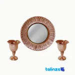 Gilas Copper Candle Holder and Mirror Set Zanjan design key details (Front view)