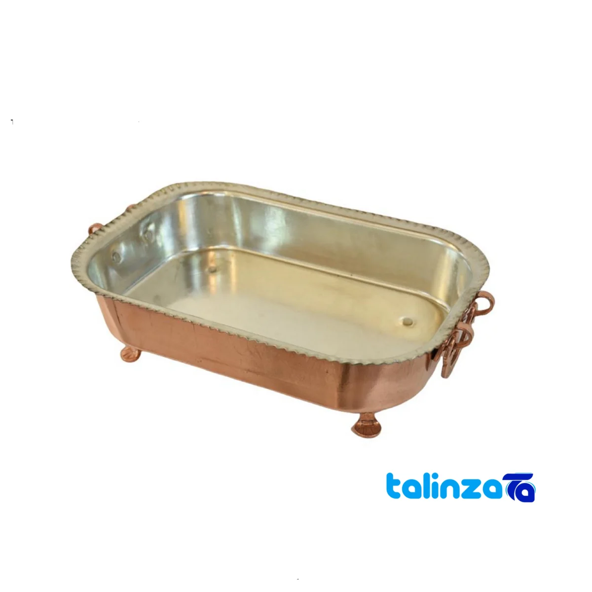 MA Brand Rectangular Copper Serving Dish White Tin Coated label and packaging view)