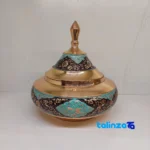 Packaging view of Diamond Cut Copper Candy Dish 20 x label and