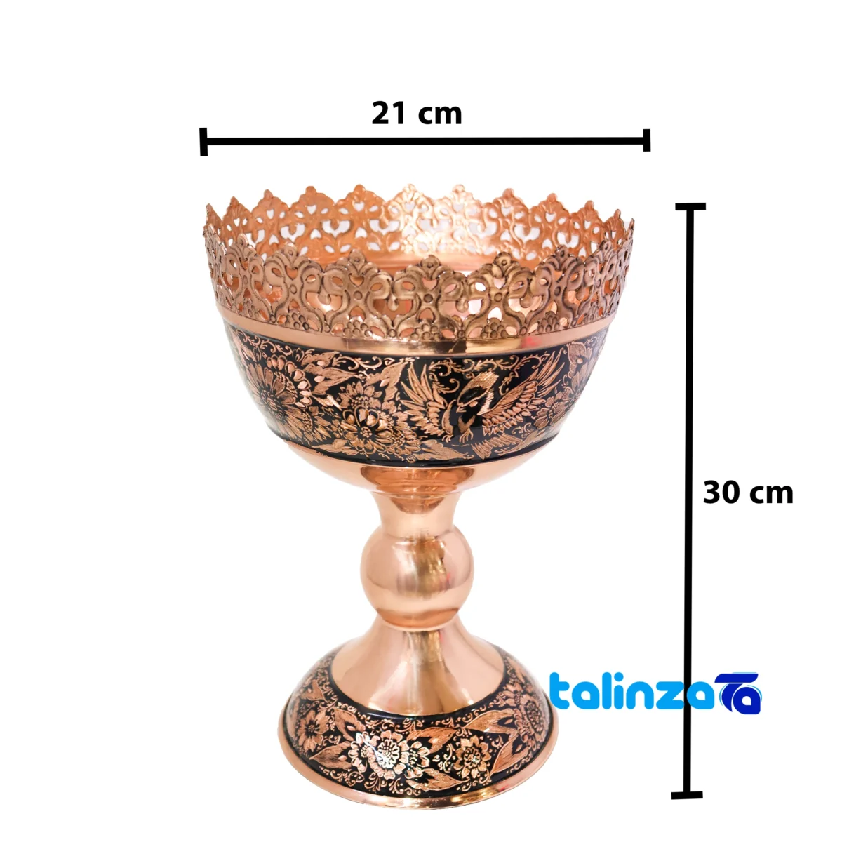 Packaging view of Mosaic Copper Nut Bowl Decorative Design 21x21x30 cm label and