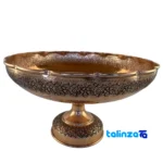 Packaging view of Copper Fruit Bowl Floral Design 28x28x17 centimeters label and