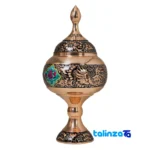 Copper Diamond Cut Candy Bowl Artistry 14x14x30 cm - Packaging view showing label and