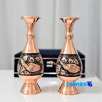 Negaristan Copper Vase Set Handcrafted Decorative Isfahan label and packaging view)