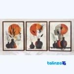 Modern Art Decor Set Brown Frame 3 Pieces label and packaging view)