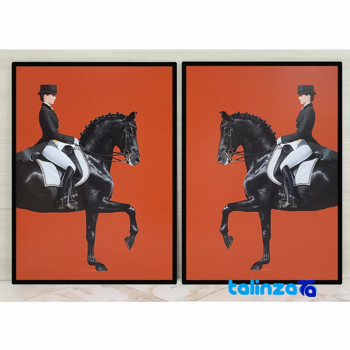 Modern Decorative Wall Art Set of Two Horses Simple label and packaging view)