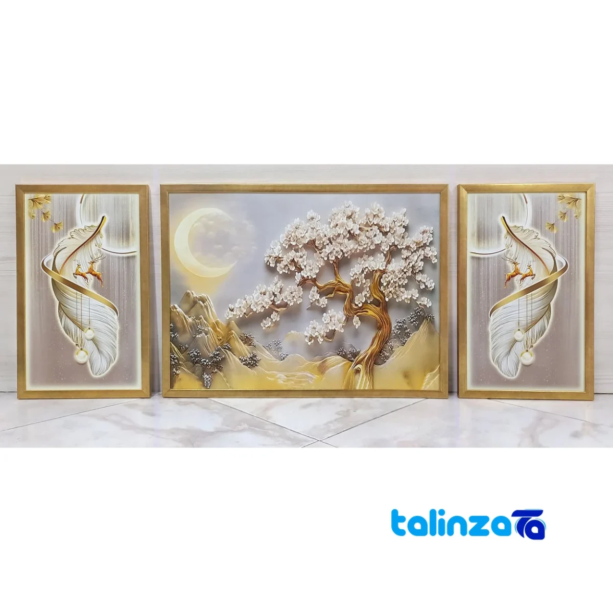 Packaging view of Decorative Wall Art Set Floral Tree and Moon label